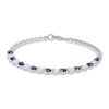 Thumbnail Image 1 of Heart-Shaped Amethyst & White Lab-Created Sapphire Bracelet Sterling Silver 7.25"