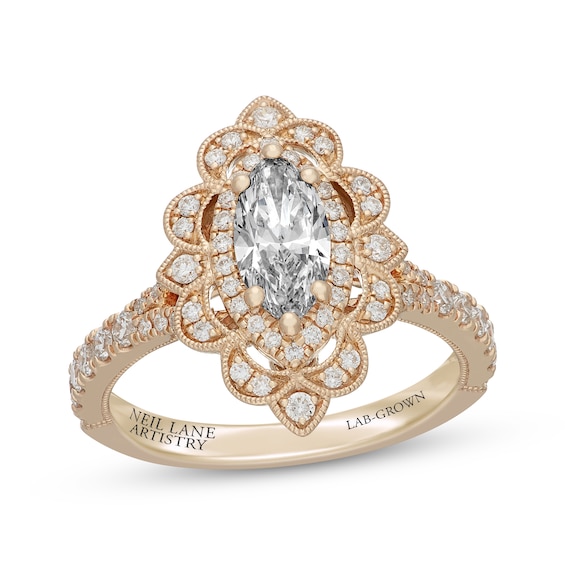 Neil Lane Artistry Marquise-Cut Lab-Grown Diamond Engagement Ring 1-1/2 ct tw 14K Yellow Gold