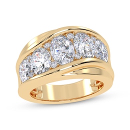 Adore Men's Lab-Grown Diamonds Oval- & Round-Cut Wedding Band 5 ct tw 14K Yellow Gold