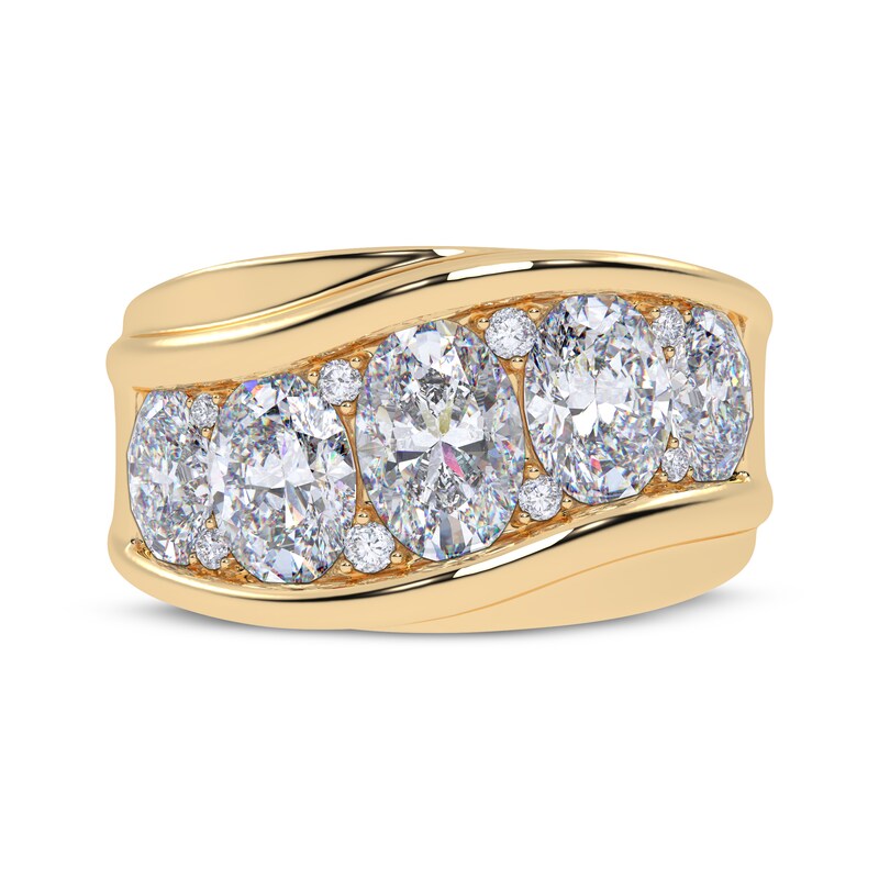 Main Image 4 of Adore Men's Lab-Grown Diamonds Oval- & Round-Cut Wedding Band 5 ct tw 14K Yellow Gold