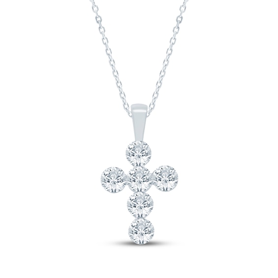 KAY Lab-Grown Diamonds Cross Necklace 1 ct tw 10K White Gold 18"