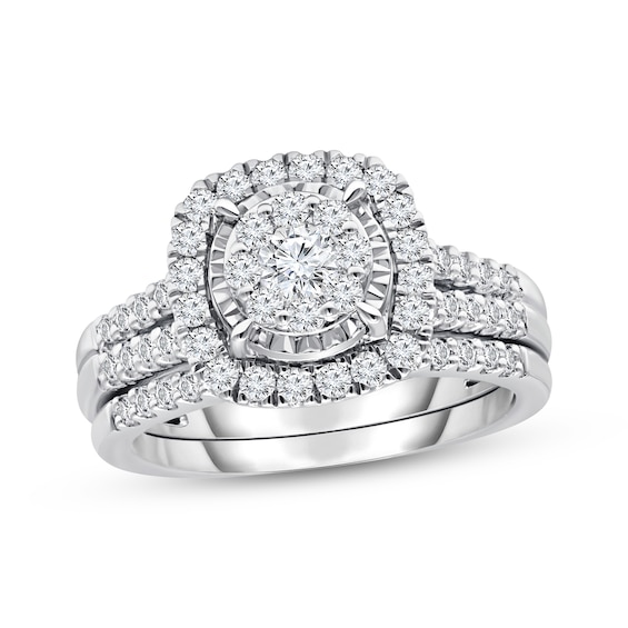 Adore Lab-Grown Diamonds Multi-Stone Halo Bridal Set 1 ct tw 10K White Gold
