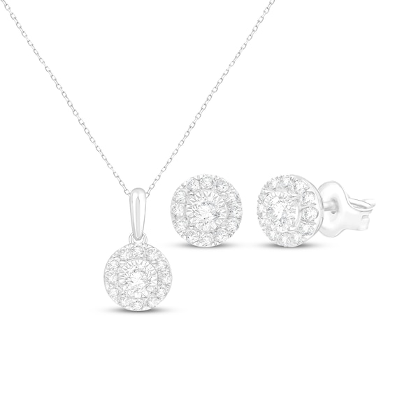 KAY Lab-Grown Diamonds Necklace & Stud Earrings Gift Set 1 ct tw Sterling Silver