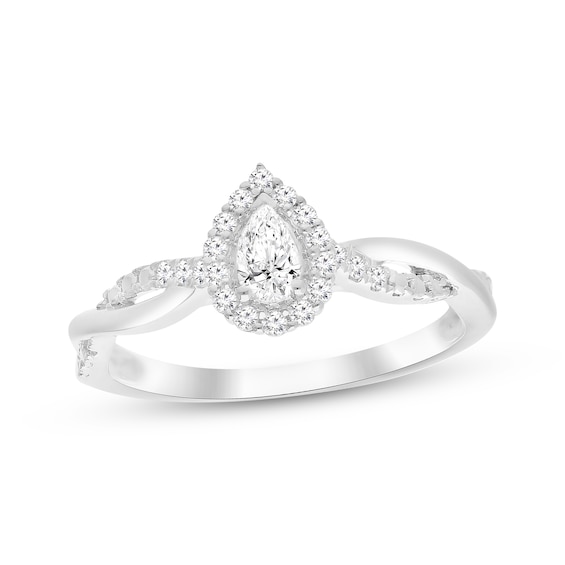 KAY Lab-Grown Diamonds Pear-Shaped Halo Promise Ring 1/3 ct tw Sterling Silver