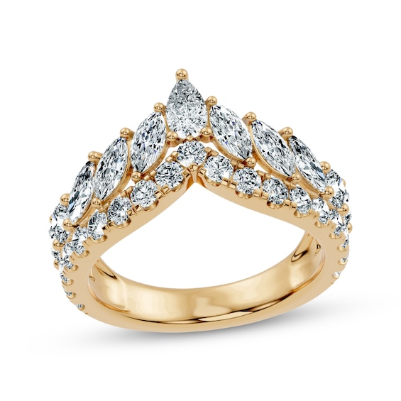 Adore Lab-Grown Diamonds Pear-Shaped, Marquise & Round-Cut Contour Ring 2 ct tw 14K Yellow Gold
