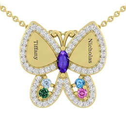 Birthstone Family & Mother's Butterfly Necklace (3-5 Stones and 2 Lines)