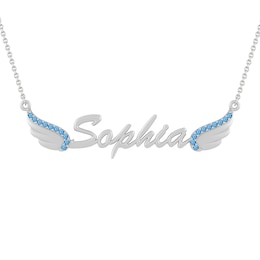 Color Stone Name Plate Wings Necklace