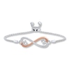 Thumbnail Image 1 of Heart Bolo Bracelet 1/6 cttw Diamonds Sterling Silver & 10K Rose Gold 9.5"
