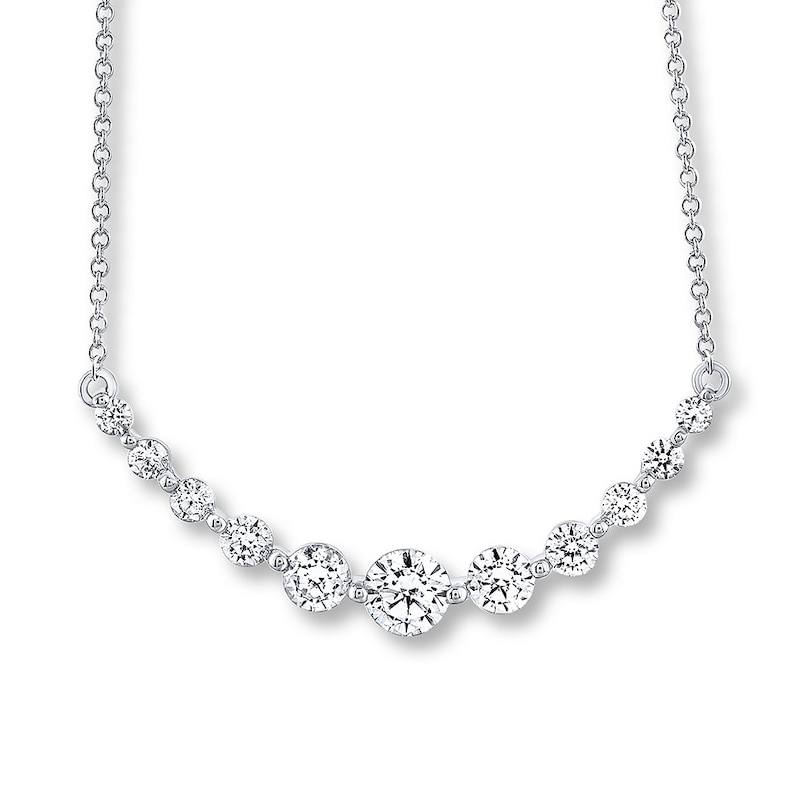 Main Image 1 of THE LEO Diamond Necklace 1 ct tw Round-cut 14K White Gold 19"