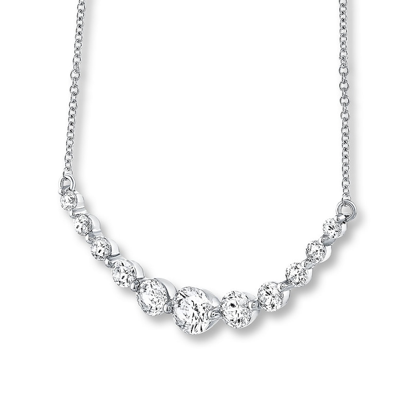 Main Image 3 of THE LEO Diamond Necklace 1 ct tw Round-cut 14K White Gold 19"