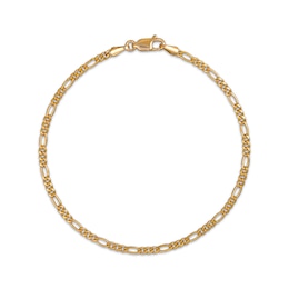Figaro Chain Bracelet 3.55mm Hollow 14K Yellow Gold 7.5”