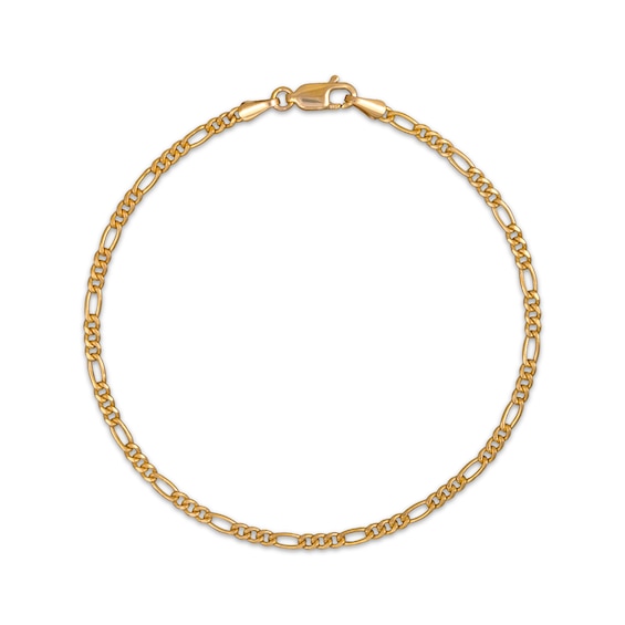 Figaro Chain Bracelet 3.55mm Hollow 14K Yellow Gold 7.5”