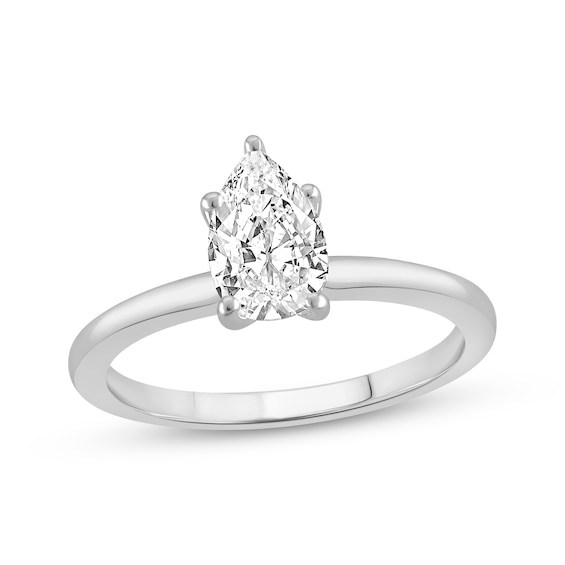 Lab-Grown Diamonds Pear-Shaped Solitaire Ring 1 ct tw 14K White Gold (F/SI2)