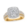 Thumbnail Image 0 of Multi-Diamond Center Cushion Frame Engagement Ring 2 ct tw 14K Yellow Gold