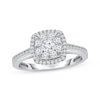 Thumbnail Image 1 of Adore Multi-Diamond Center Cushion Frame Engagement Ring 3/4 ct tw 14K White Gold