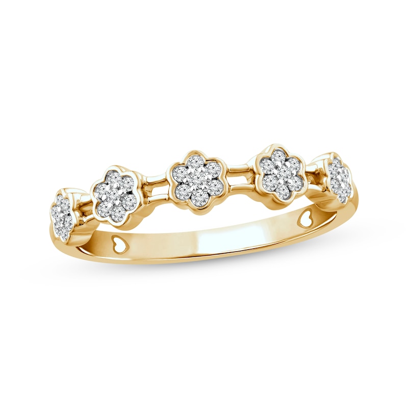 Diamond Flowers Stackable Ring 1/6 ct tw 10K Yellow Gold