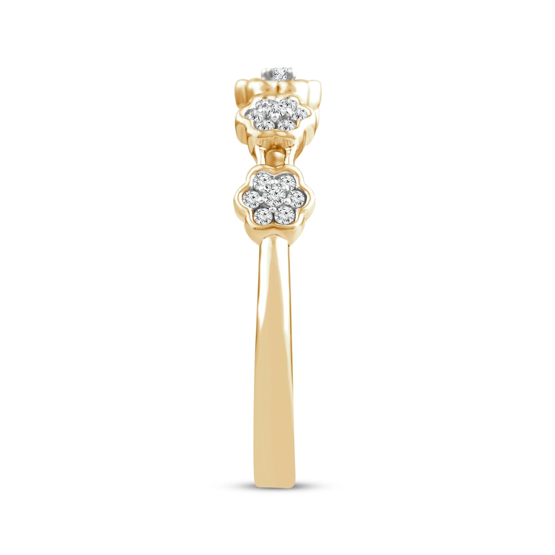 Main Image 2 of Diamond Flowers Stackable Ring 1/6 ct tw 10K Yellow Gold