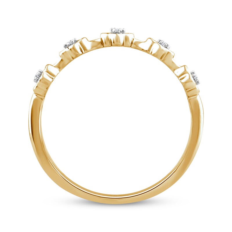 Main Image 3 of Diamond Flowers Stackable Ring 1/6 ct tw 10K Yellow Gold