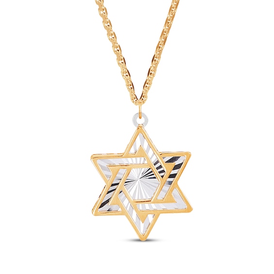 Star of David Necklace 14K Yellow Gold 18"