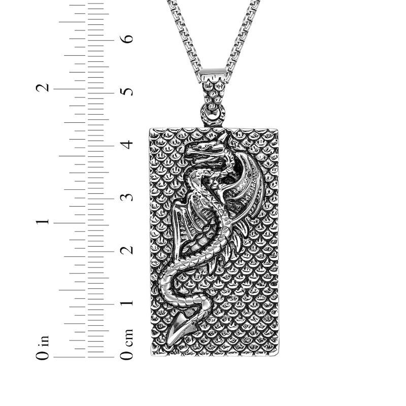 Main Image 7 of Rectangular Dragon Necklace Oxidized Stainless Steel 24"