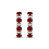 Thumbnail Image 2 of Garnet & White Lab-Created Sapphire Hoop Earrings Sterling Silver