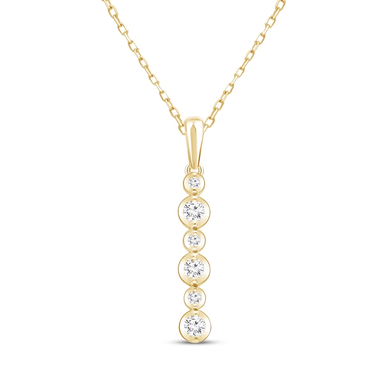 Main Image 1 of Diamond Alternating Size Drop Necklace 1/4 ct tw 10K Yellow Gold 18"