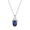 Thumbnail Image 1 of Oval-Cut Blue Lab-Created Sapphire & White Lab-Created Sapphire Necklace Sterling Silver 18"