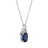 Thumbnail Image 2 of Oval-Cut Blue Lab-Created Sapphire & White Lab-Created Sapphire Necklace Sterling Silver 18"