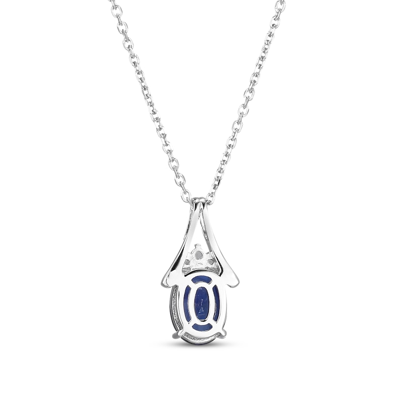 Main Image 3 of Oval-Cut Blue Lab-Created Sapphire & White Lab-Created Sapphire Necklace Sterling Silver 18"