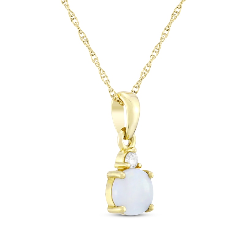 Main Image 2 of Natural Opal & Diamond Accent Necklace 10K Yellow Gold 18"