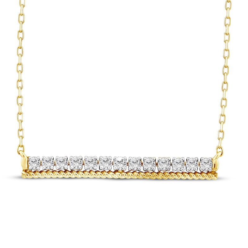 Main Image 1 of Threads of Love Diamond Bar Necklace 1/4 ct tw 10K Yellow Gold 19"