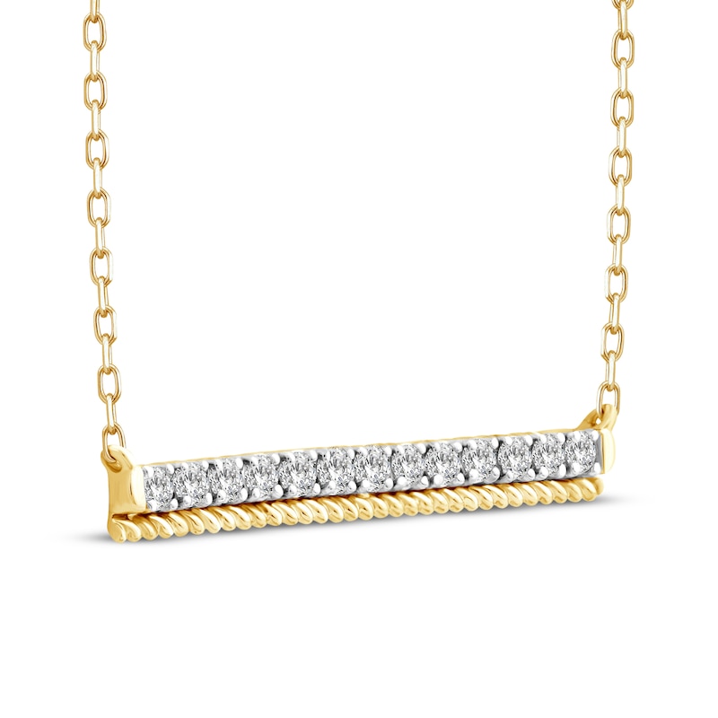 Main Image 2 of Threads of Love Diamond Bar Necklace 1/4 ct tw 10K Yellow Gold 19"