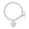 Thumbnail Image 1 of Solid Curb Chain Bracelet with Heart Charm Sterling Silver 7.5"