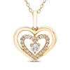 Thumbnail Image 1 of Diamond Double Heart Necklace 1/4 ct tw 10K Yellow Gold 18"