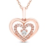 Thumbnail Image 1 of Diamond Double Heart Necklace 1/4 ct tw 10K Rose Gold 18"