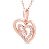 Thumbnail Image 2 of Diamond Double Heart Necklace 1/4 ct tw 10K Rose Gold 18"