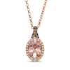 Thumbnail Image 1 of Le Vian Oval-Cut Morganite Necklace 1/3 ct tw Diamonds 14K Strawberry Gold 19"