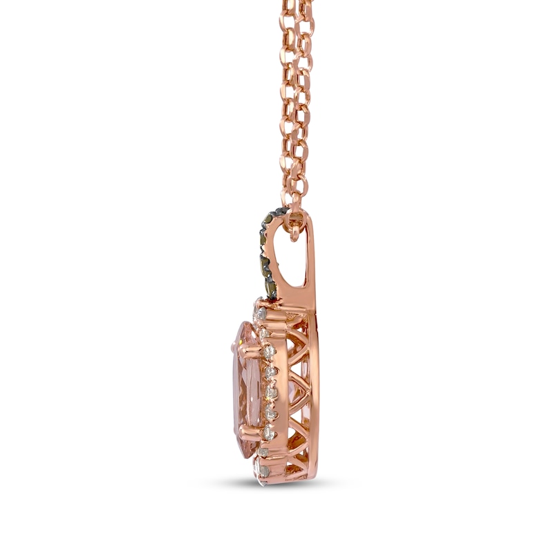 Main Image 2 of Le Vian Oval-Cut Morganite Necklace 1/3 ct tw Diamonds 14K Strawberry Gold 19"
