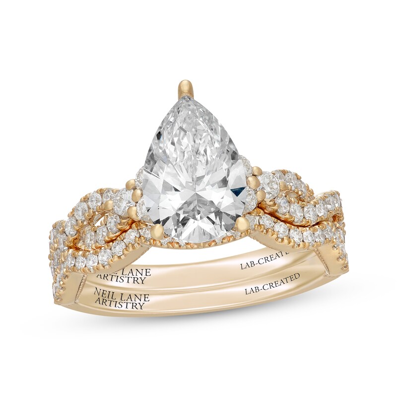Main Image 1 of Neil Lane Artistry Pear-Shaped Lab-Grown Diamond Bridal Set 2-3/4 ct tw 14K Yellow Gold