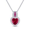 Thumbnail Image 1 of Heart-Shaped Lab-Created Ruby & White Lab-Created Sapphire Necklace Sterling Silver 18"