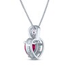 Thumbnail Image 3 of Heart-Shaped Lab-Created Ruby & White Lab-Created Sapphire Necklace Sterling Silver 18"
