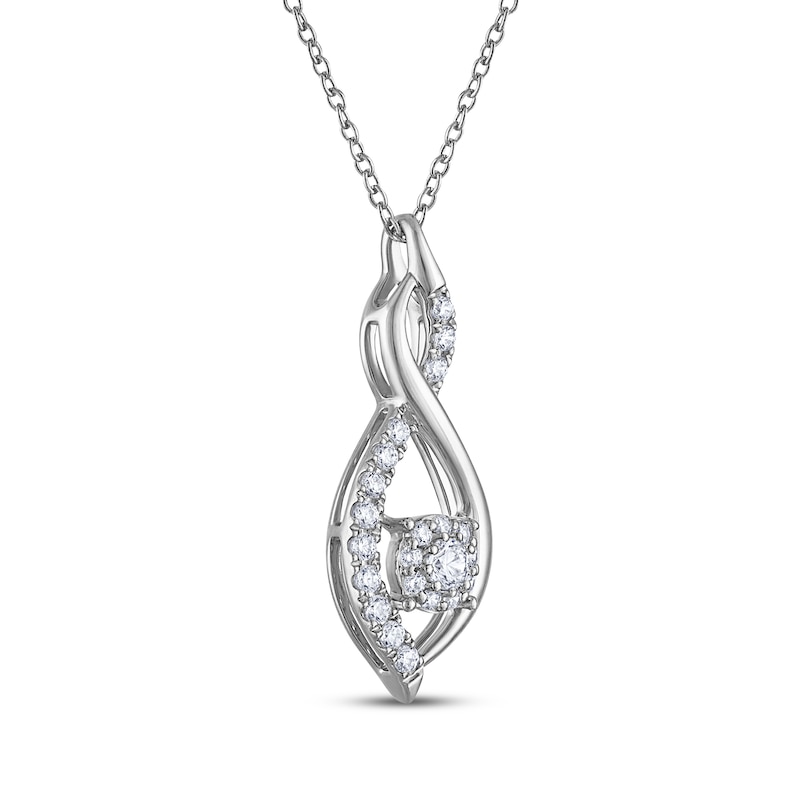 Main Image 2 of THE LEO Diamond Halo Twist Necklace 3/8 ct tw 14K White Gold 19"