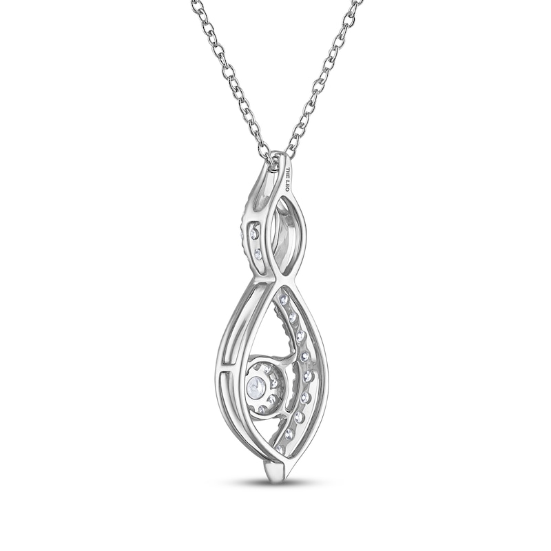 Main Image 3 of THE LEO Diamond Halo Twist Necklace 3/8 ct tw 14K White Gold 19"