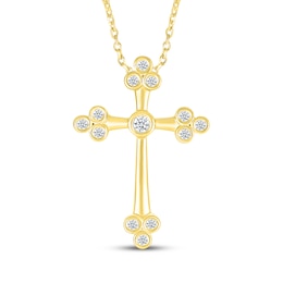 Diamond Cross Necklace 1/10 ct tw 10K Yellow Gold 18"