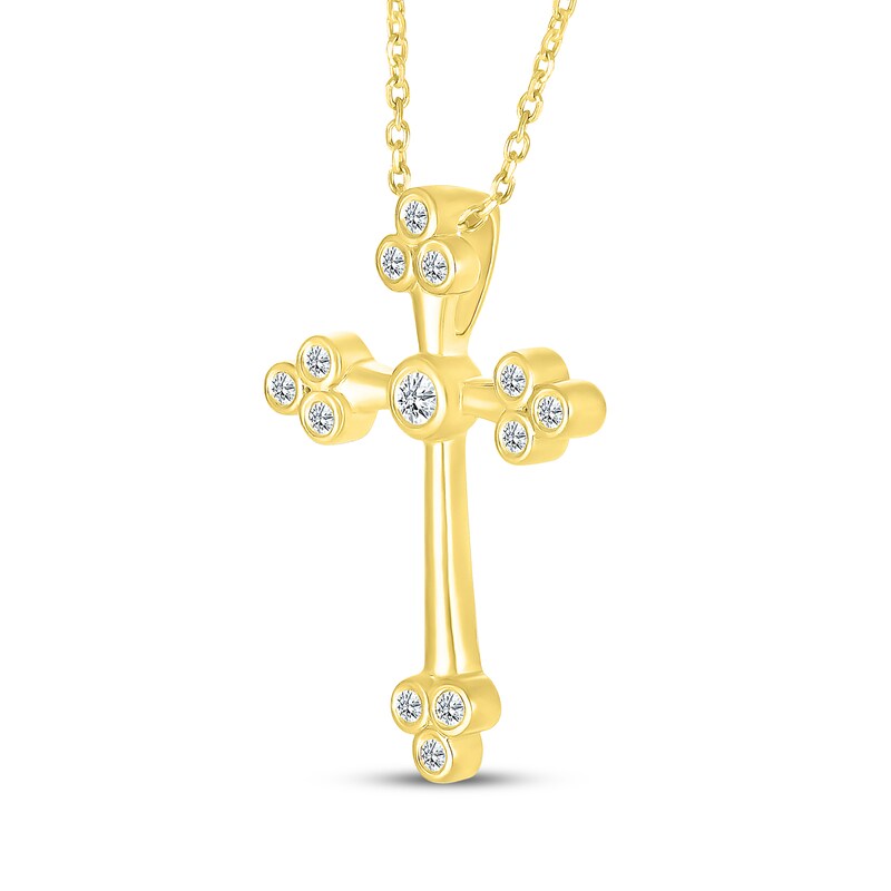 Main Image 2 of Diamond Cross Necklace 1/10 ct tw 10K Yellow Gold 18"