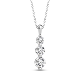 Memories, Moments, Magic Lab-Grown Diamond Three-Stone Necklace 1-1/2 ct tw 14K White Gold 18"