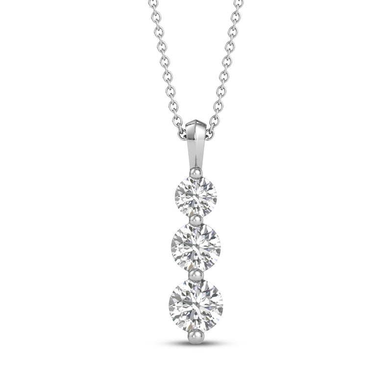 Main Image 1 of Memories, Moments, Magic Lab-Grown Diamond Three-Stone Necklace 1-1/2 ct tw 14K White Gold 18"