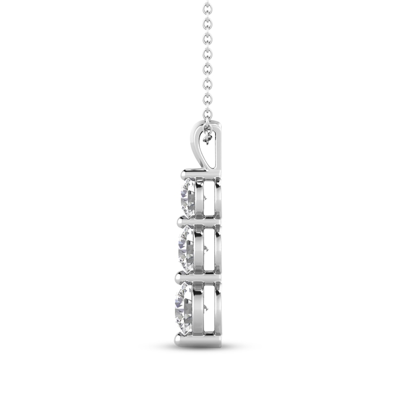 Main Image 2 of Memories, Moments, Magic Lab-Grown Diamond Three-Stone Necklace 1-1/2 ct tw 14K White Gold 18"