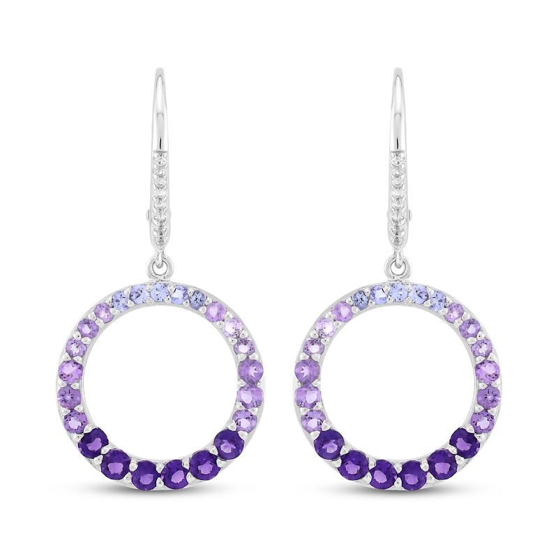 Main Image 2 of Tanzanite, Amethyst & White Lab-Created Sapphire Ombré Circle Drop Earrings Sterling Silver