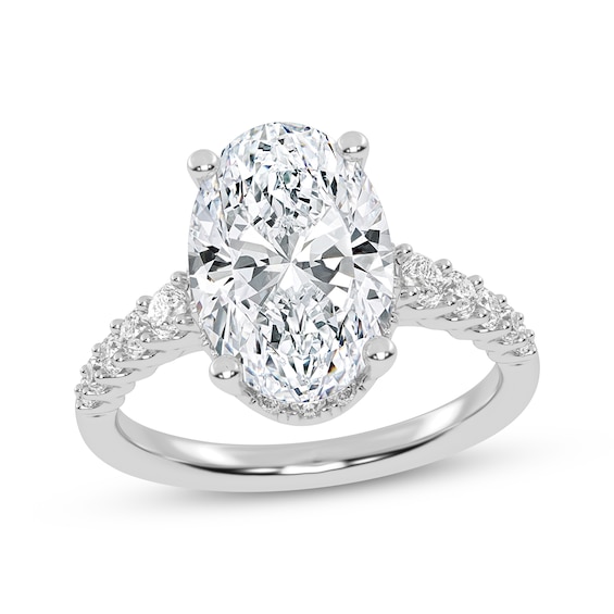 Lab-Grown Diamonds Oval-Cut Engagement Ring 3-1/2 ct tw 14K White Gold